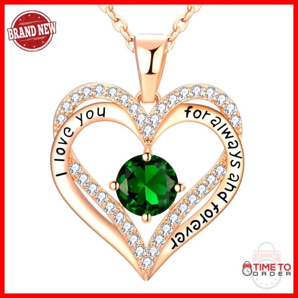 18k Rose Gold Heart Necklace With Cubic Zirconia, 18.7" Chain, Gift For Women